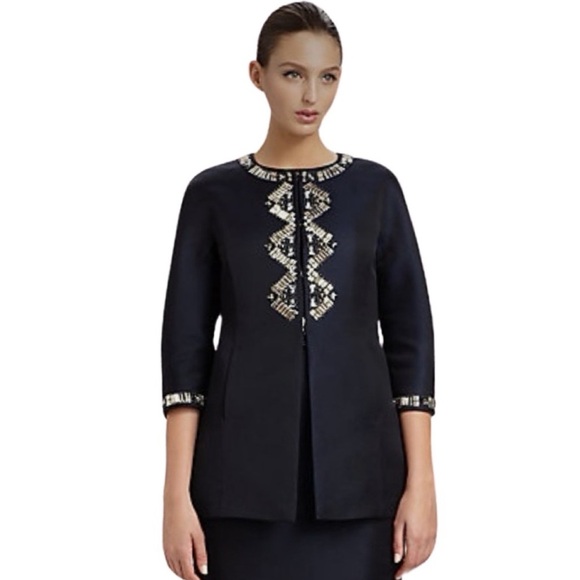 Rare St. John Duchess Opera Evening Jacket Hand Beaded Navy Sz 6 NEW - Picture 4 of 16